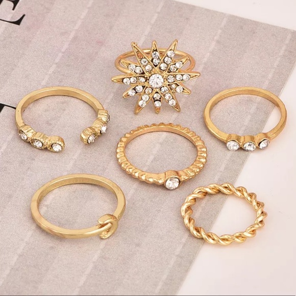 {MONIQUE} boho retro star crescent moon midi ring - Picture 4 of 7